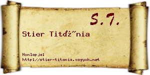 Stier Titánia névjegykártya